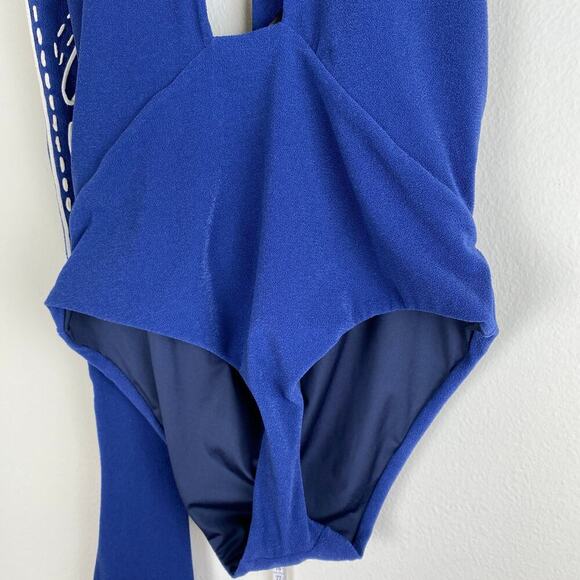 Johanna Ortiz Sunken Glory Halter One Piece Swimsuit Size M Midnight Blue - Picture 9 of 16